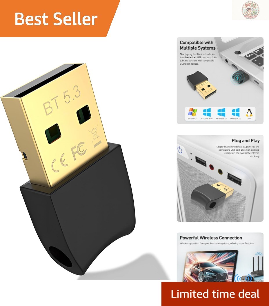 Bluetooth 5.3 USB Adapter - Effortless Connectivity for PCs & Tablets