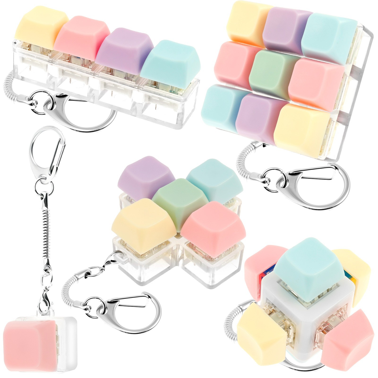 5Pcs Keyboard Clicker Toy Set – Mechanical Keychain Fidget Keys Stress Relief