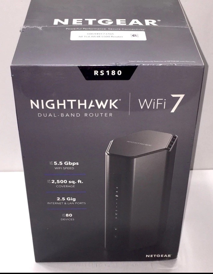 (x) Netgear Nighthawk RS180 BE5500 Dual-Band Router (WiFi 7) (RS180-100NAS)