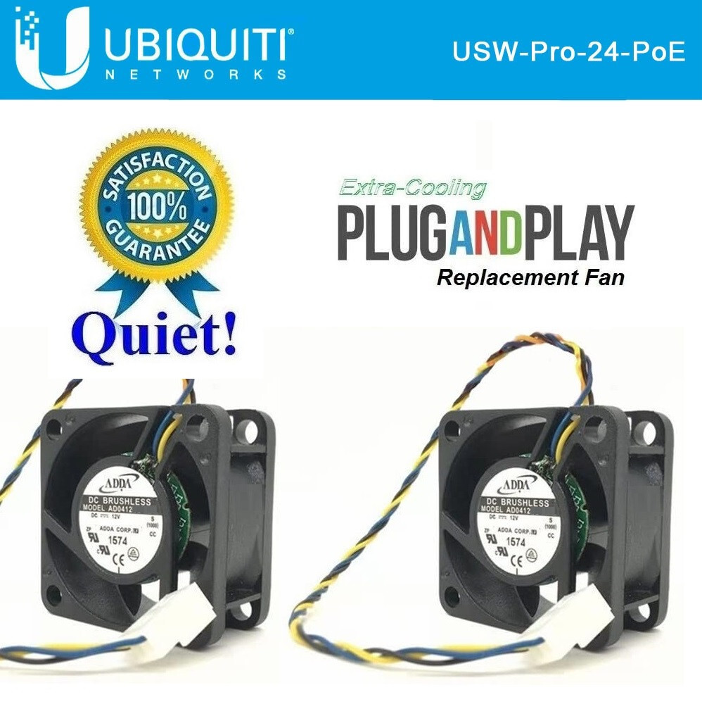 2x Quiet Version Replacement Fans for Ubiquiti USW-Pro-24-PoE Ethernet Switch