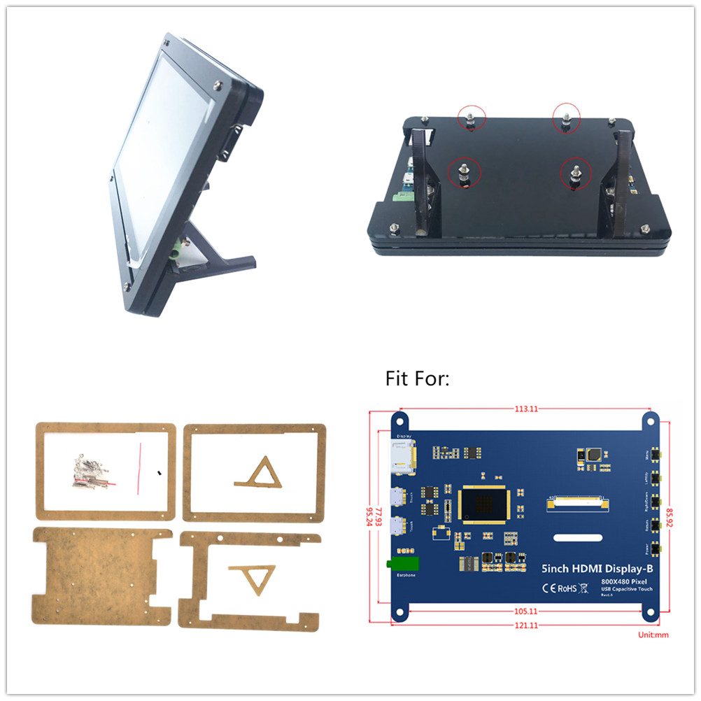 5 inch HDMI Display Case LCD HD Capacitive Touch Screen Stand For Raspberry Pi c