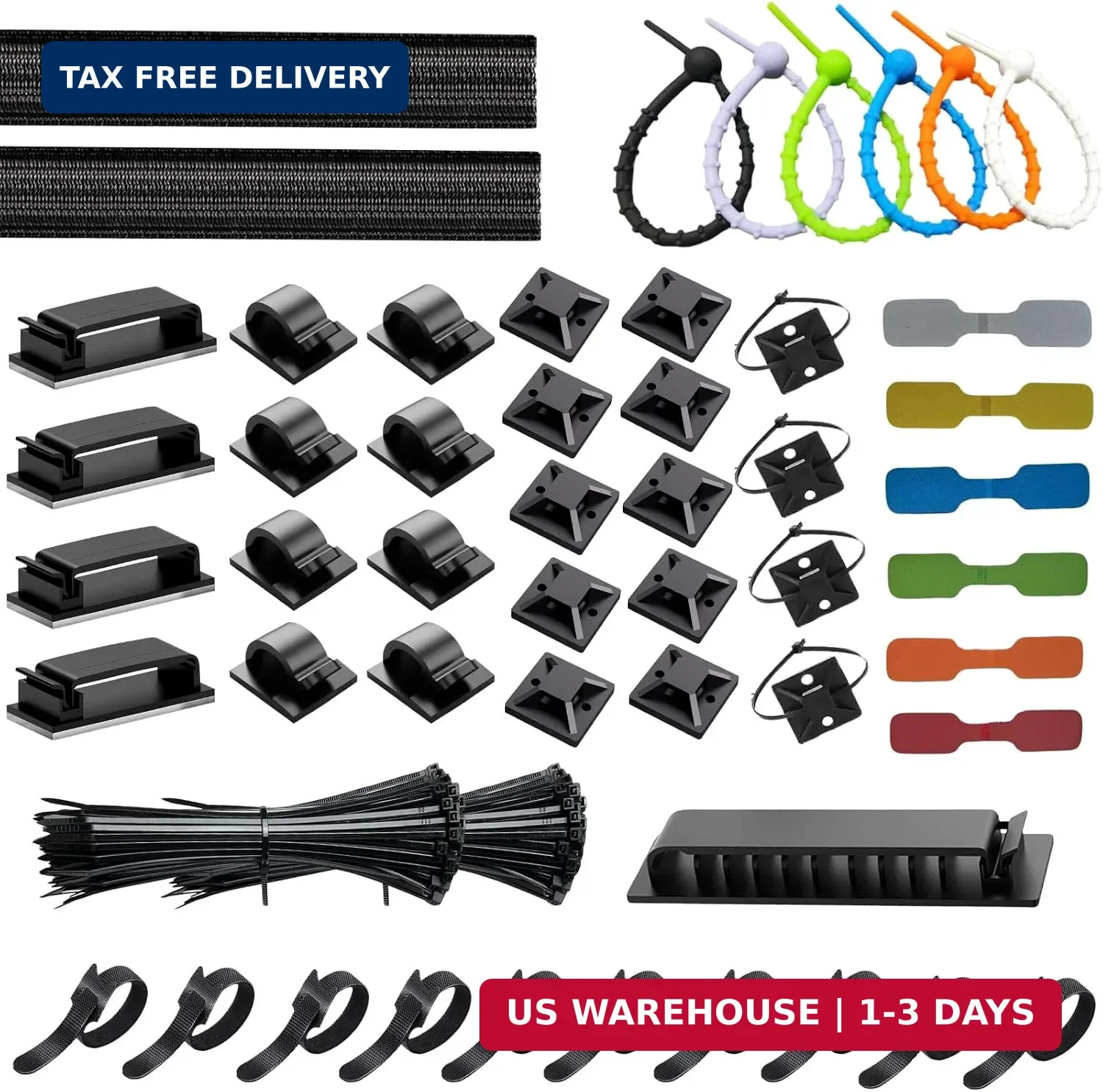 [261Pcs] Cable Management Kit, Cord Organizer, Complete Desk Cable Management So