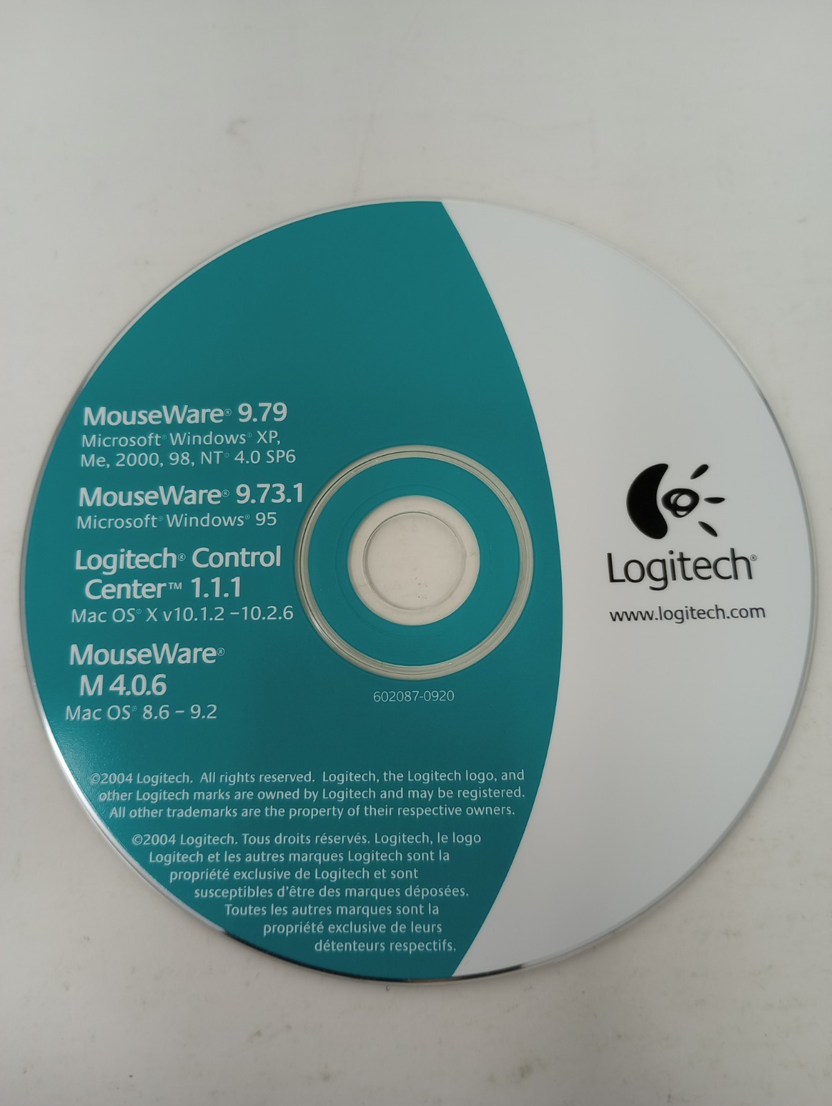 Logitech MouseWare 9.79 / 9.73.1 / M 4.0.6 / Control Center 1.1.1 Software Disc 