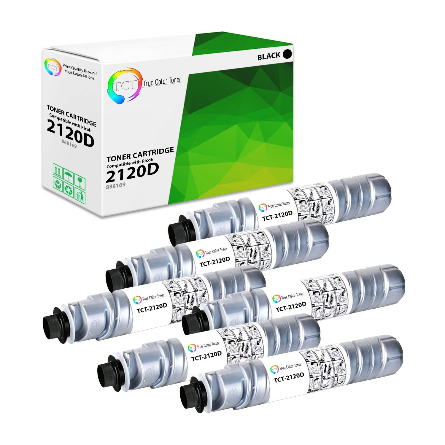 6Pk TCT Prem Type 2120D Black for Ricoh Aficio 1022 1027 1032 Compatible Toner