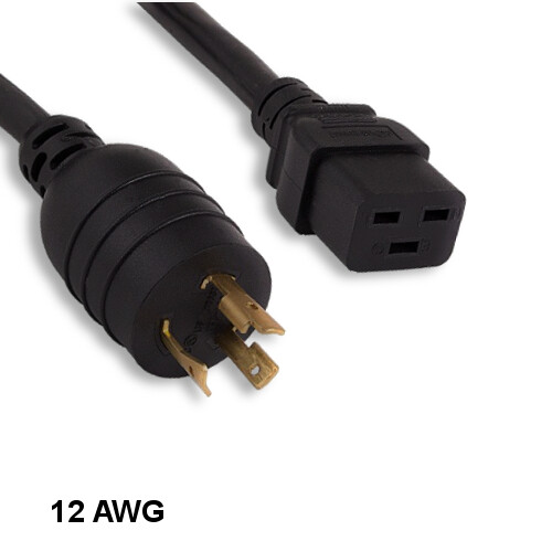 10PCS 15' Black High Voltage Power Cord NEMA L6-20P/IEC60320 C19 12AWG 20A/250V