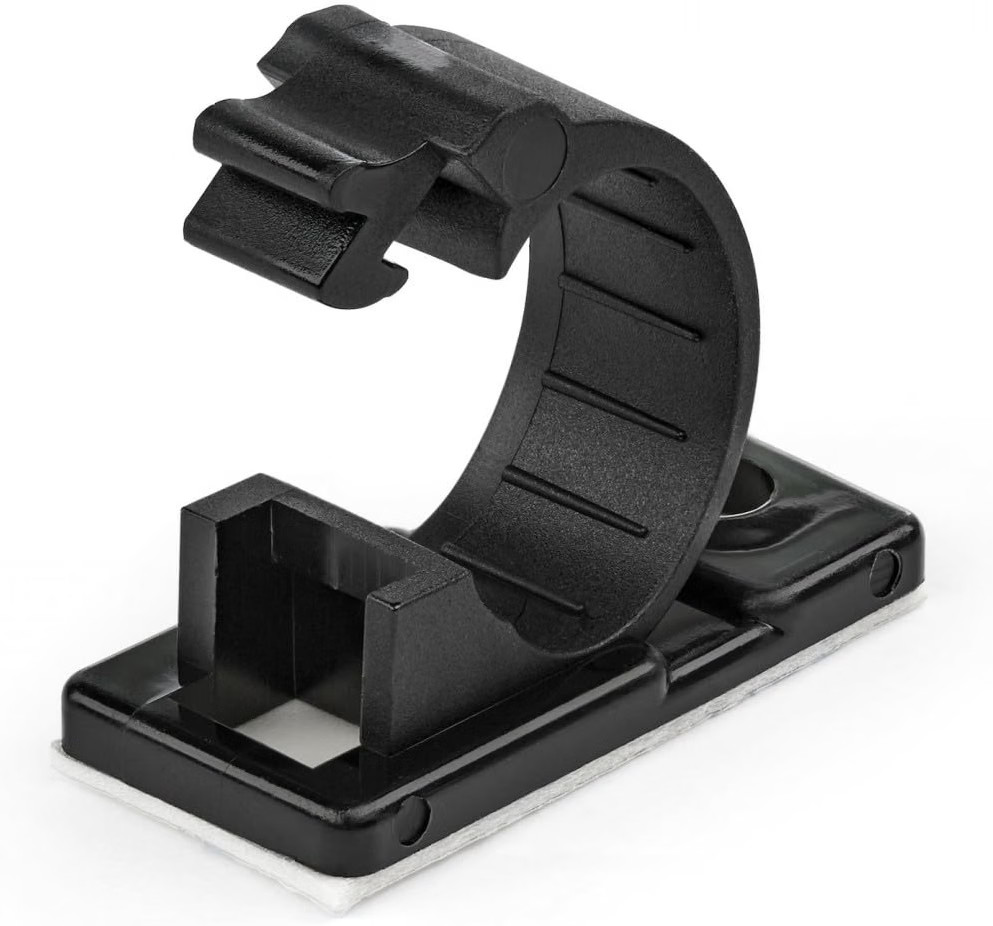 StarTech 100 Adhesive Cable Management Clips, Black, TAA, Sticky (CBMCC2) | Nylo
