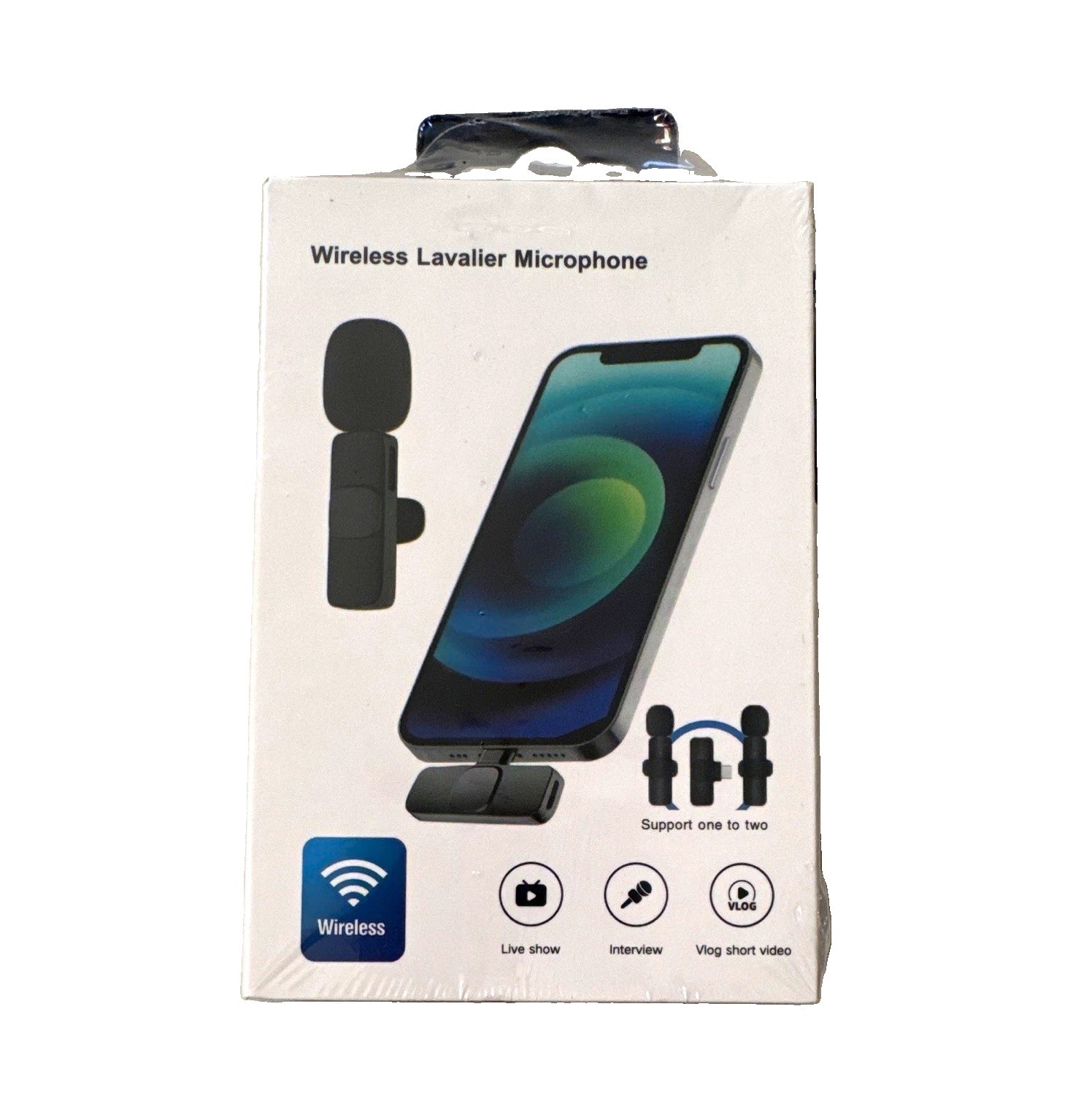 Wireless Clip-On Lavalier Microphone Kit Plug & Play OTG USB Receiver Pouch