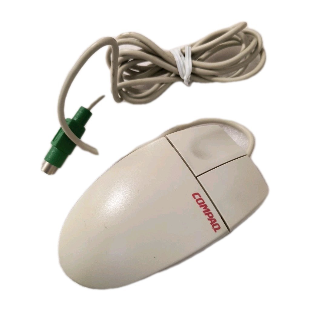 VINTAGE COMPAQ M-S34 2 BUTTON MECHANICAL PS2 MOUSE DS-BIN6-2