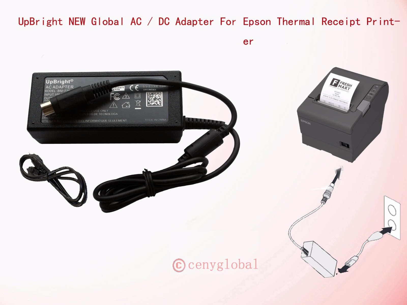 AC Adapter For Epson Thermal POS Receipt Printer Series PS180 M150A Power Supply