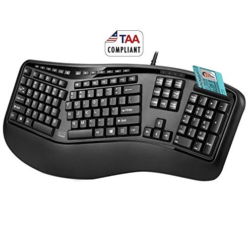 Adesso Desktop Ergonomic Smart Card Reader Keyboard (TAA Compliant)