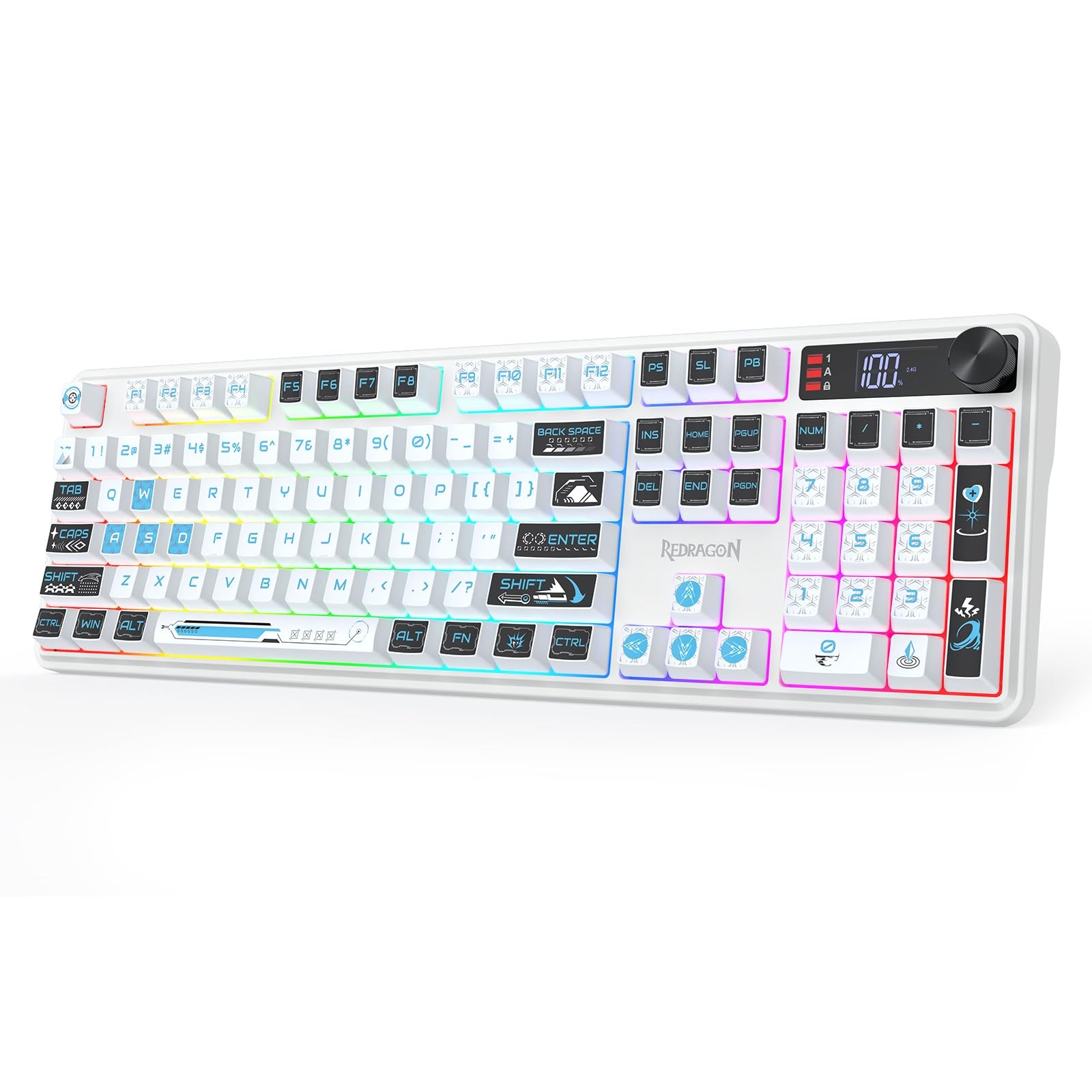 K526 PRO Wireless RGB Membrane Gaming Keyboard, LED Screen & Knob