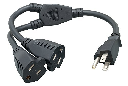 Cablelera Power Cord Extension Splitter NEMA 5-15P to NEMA 5-15R x 2