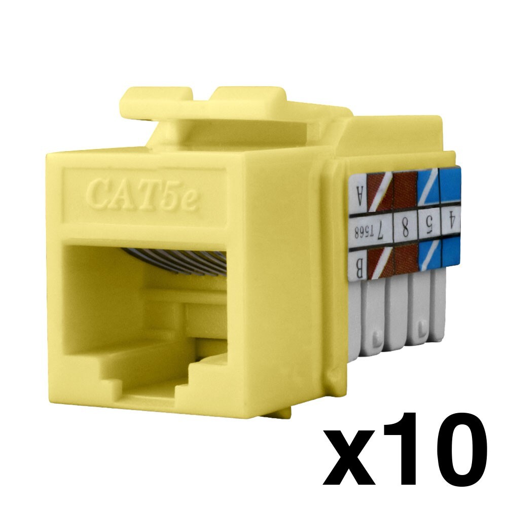Construct Pro RJ45 Cat5e Keystone Jack (Yellow, 10-Pack)