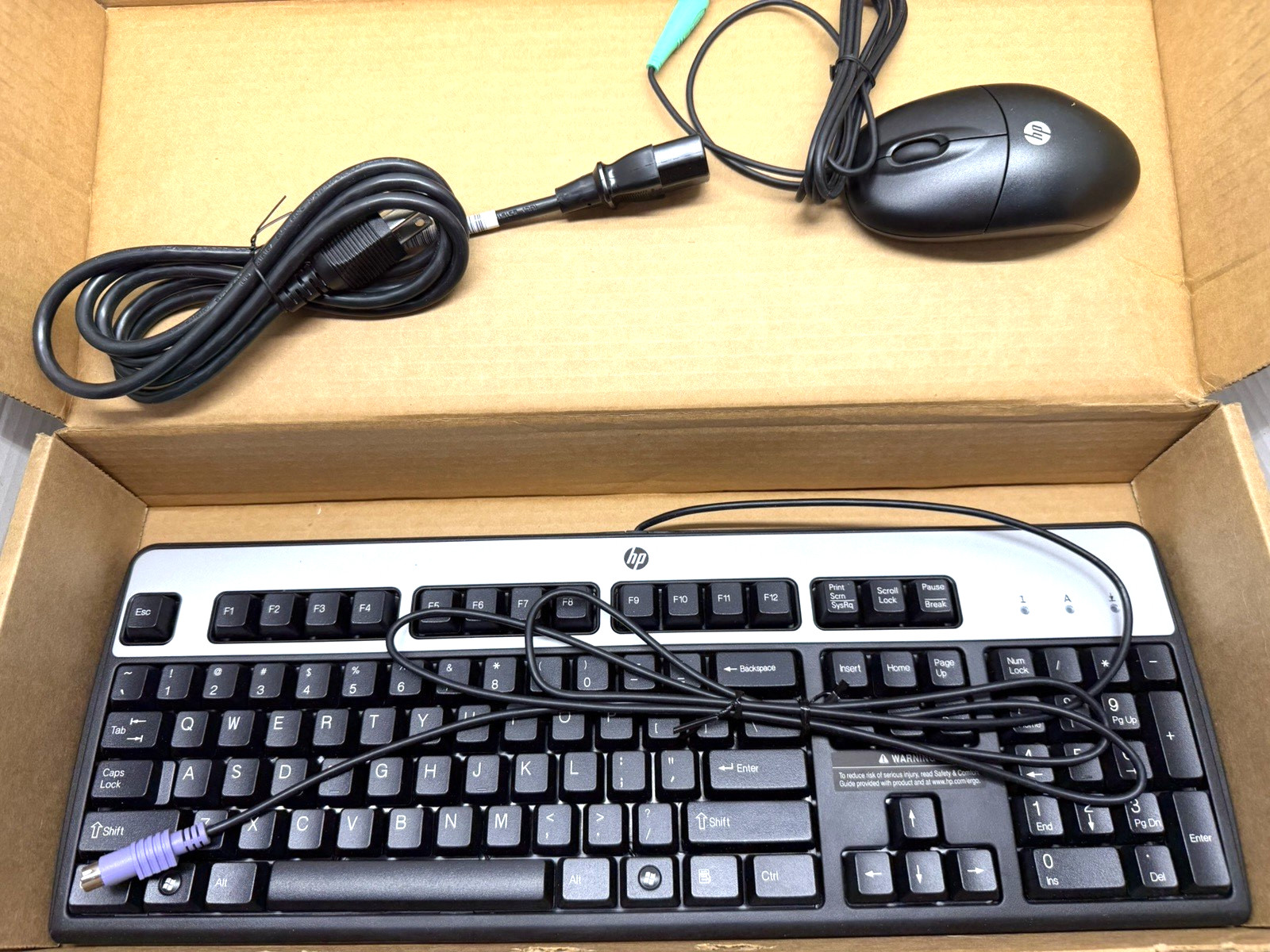 HP KB-0316 Wired USB Desktop Keyboard-Mouse-Power cord  Black Full Size   New