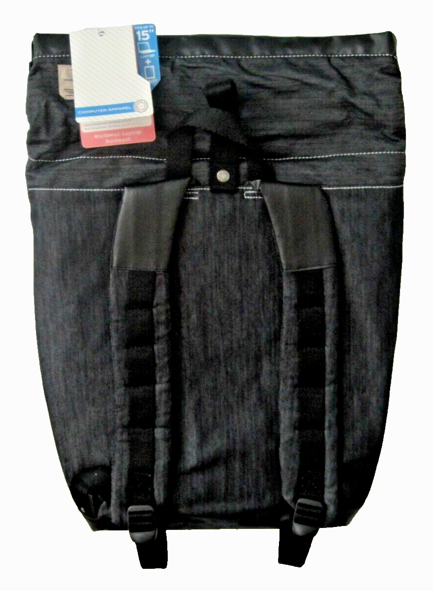 Computer Laptop Workwear Denim Jean Black Charcoal Backpack NWT CA-WWBP-CHCH