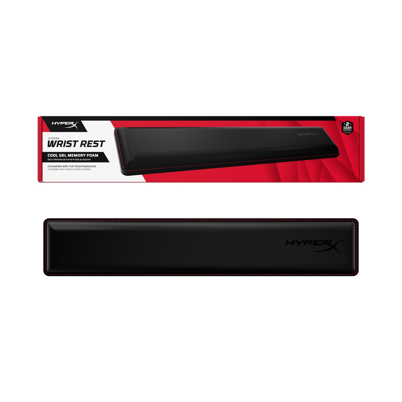 HyperX Wrist Rest - Full Sized - Cooling Gel - Memory Foam - Size, Black