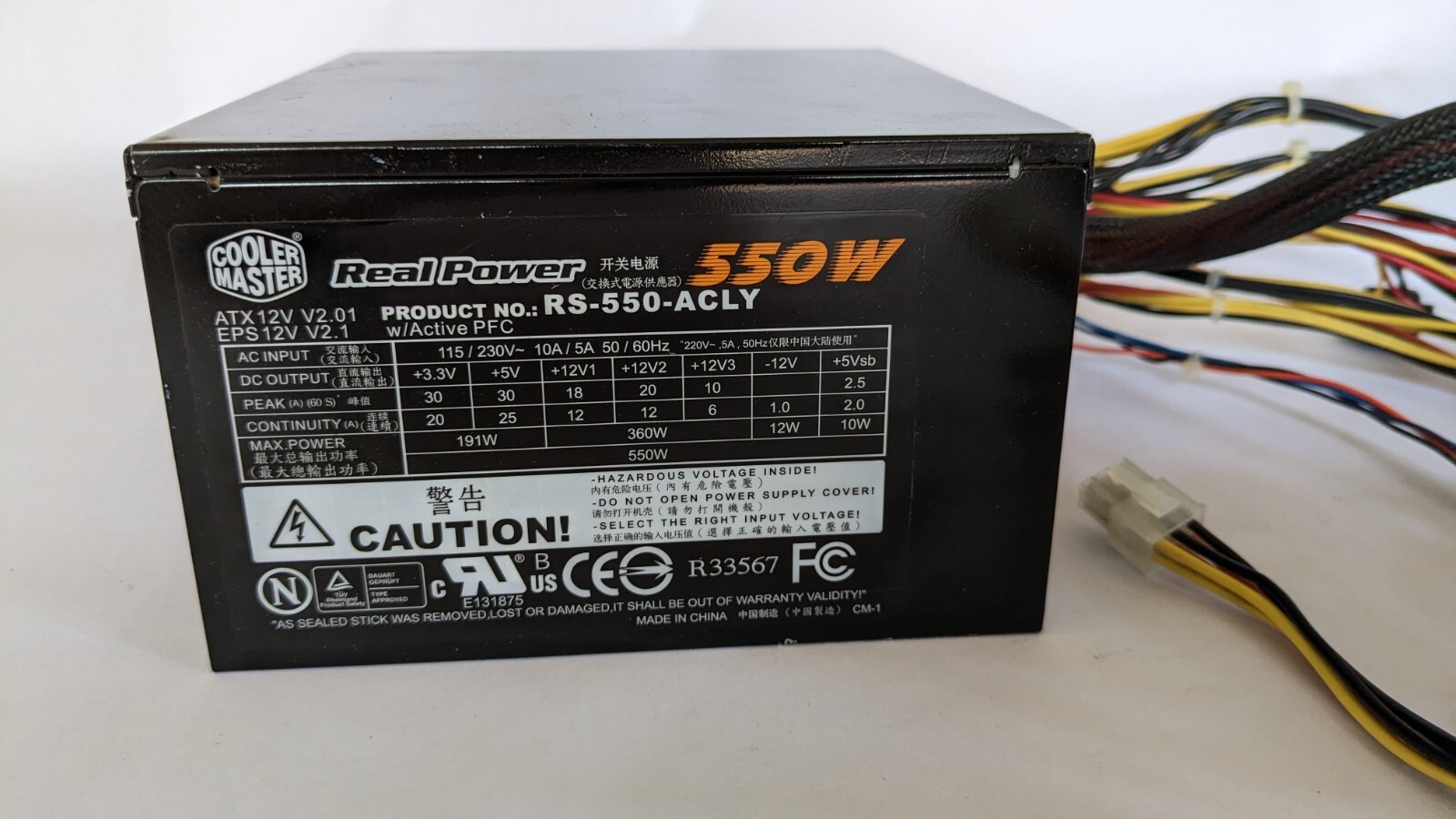 Power Supply Cooler Master Real Power PSU  550w watt RS-550-ACLY ATX 12V