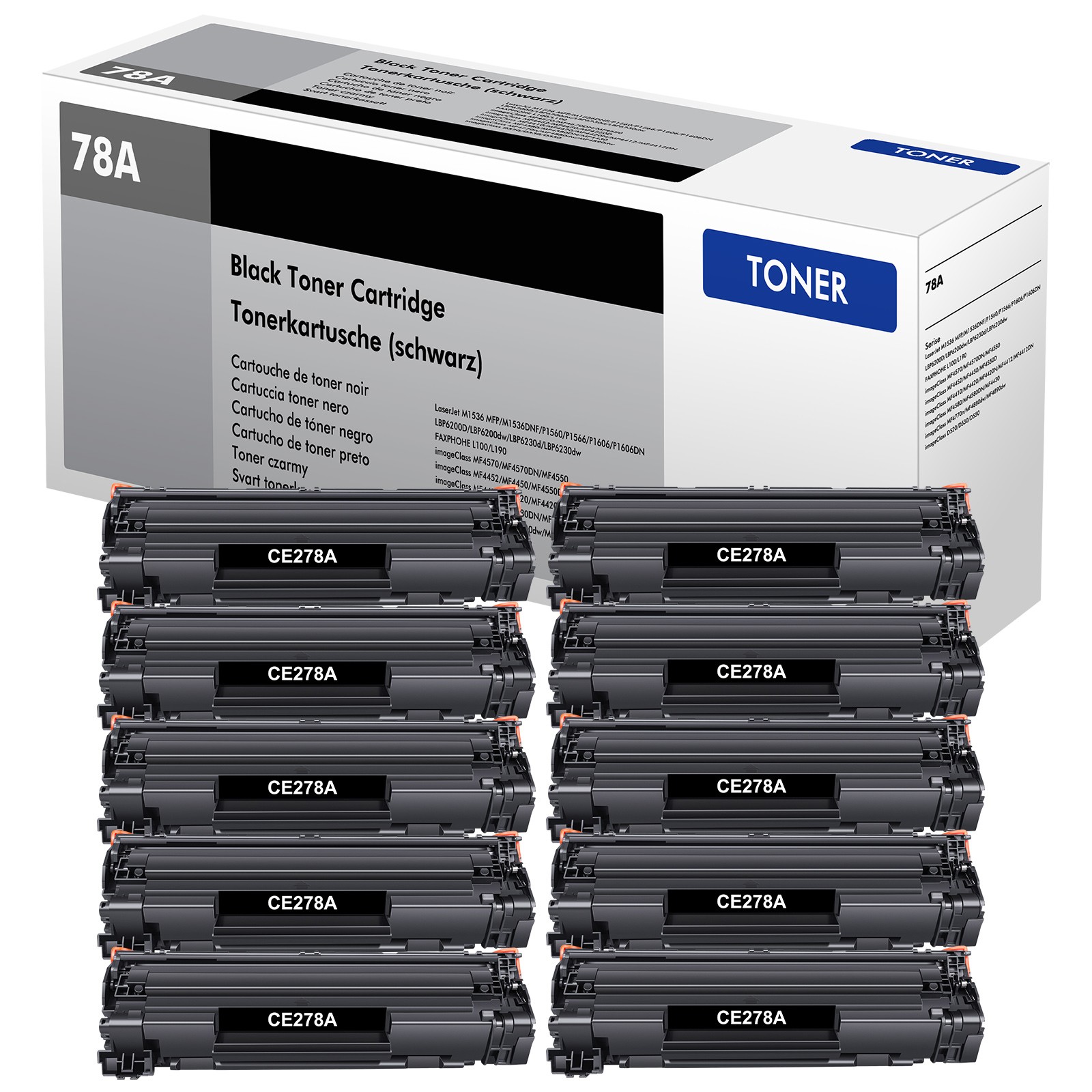 10 Pack 78A CE278A Toner Cartridge Fit For HP LaserJet Pro P1606DN P1566 M1536DN