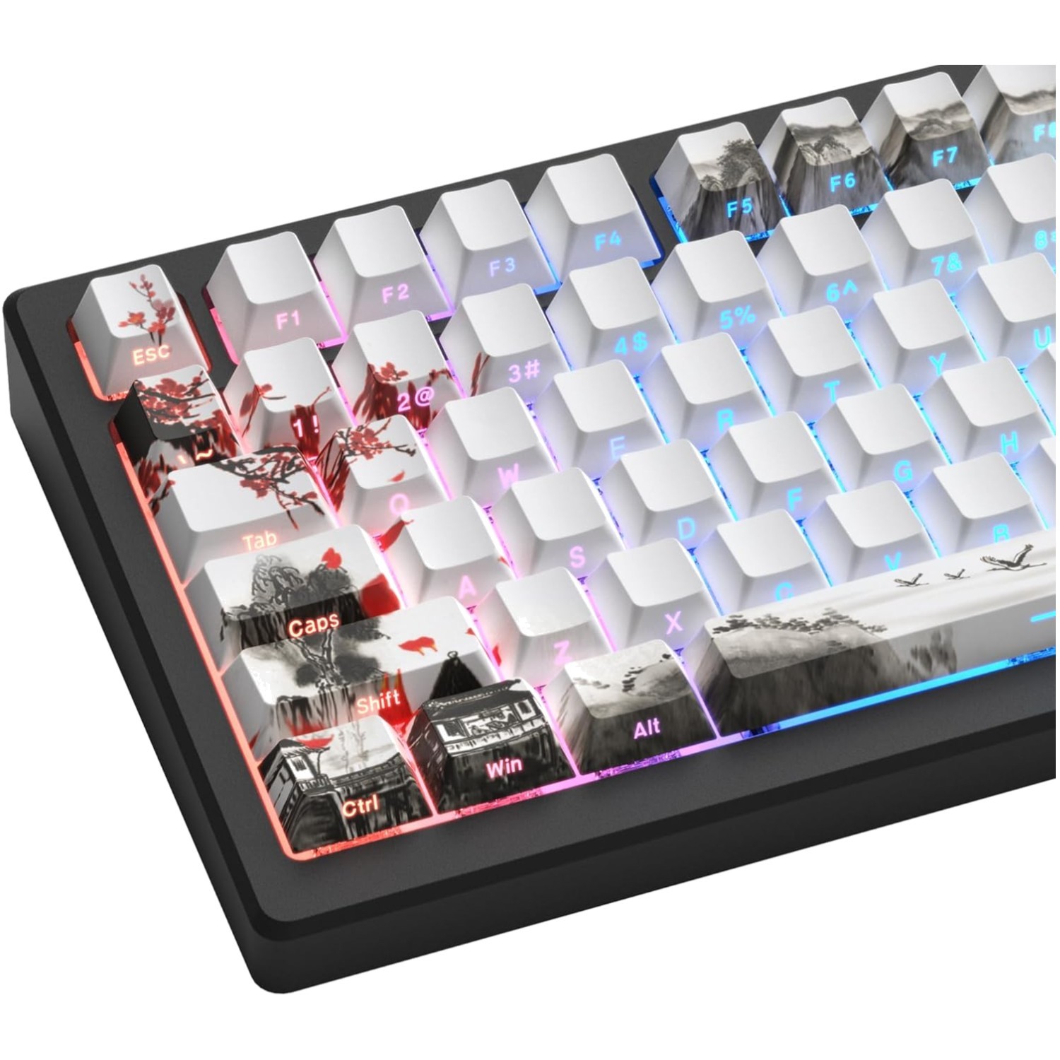 130-Key PBT Keycaps Set with Cherry Blossom Design for Ultimate Comfort