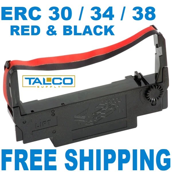 (36) EPSON ERC 30 / 34 / 38 COMPATIBLE BLACK & RED INK POS PRINTER RIBBONS *NEW*