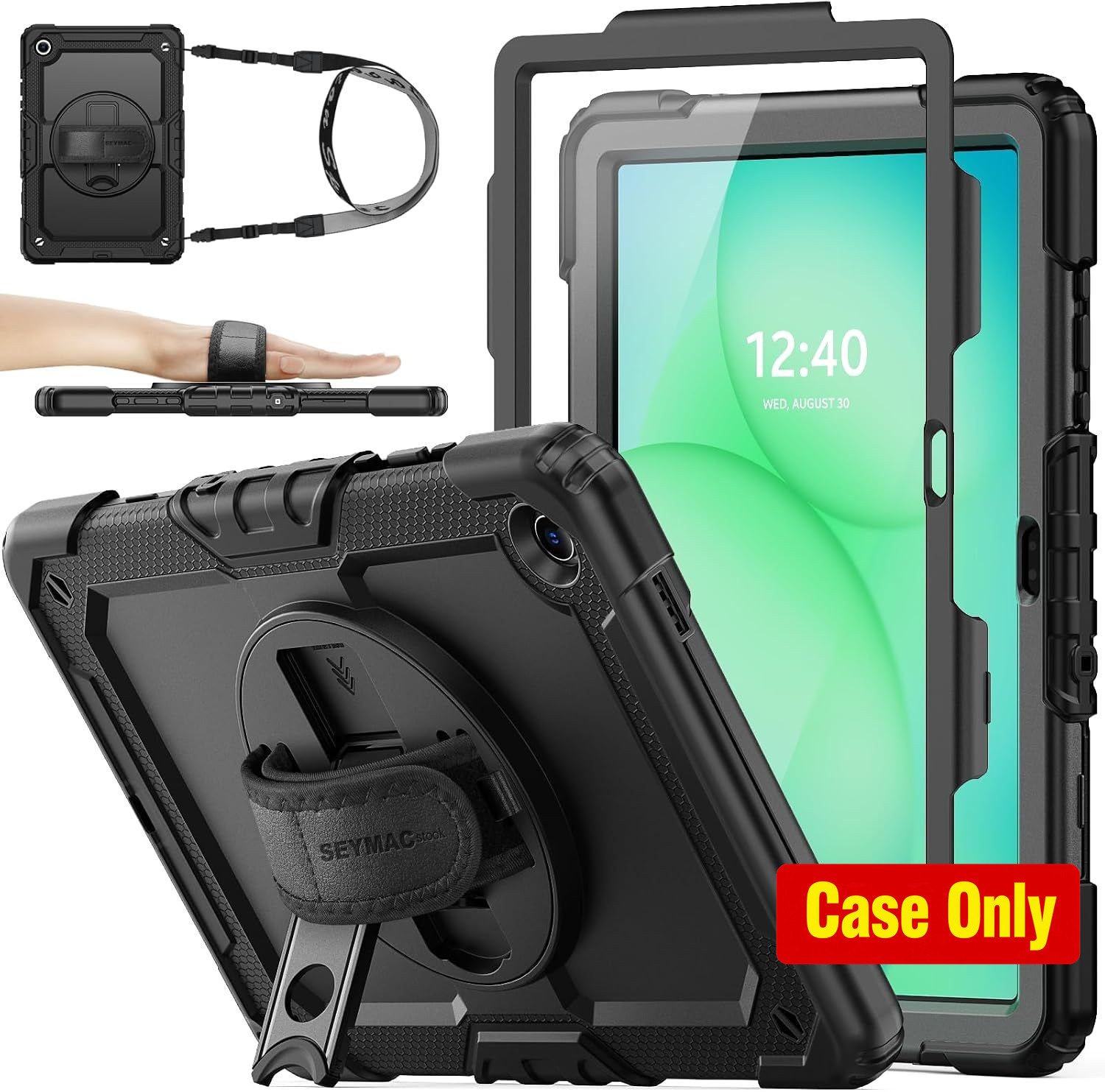 Full-Body Drop Protection Case for Samsung Galaxy Tab A11+ 11'', Black with Stan