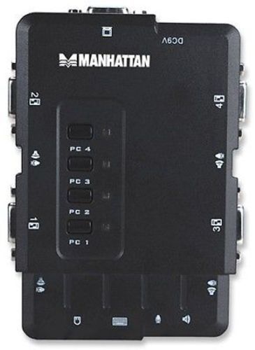 Manhattan USB 4Port Compact KVM Switch w/ Cables, Mic (151269)