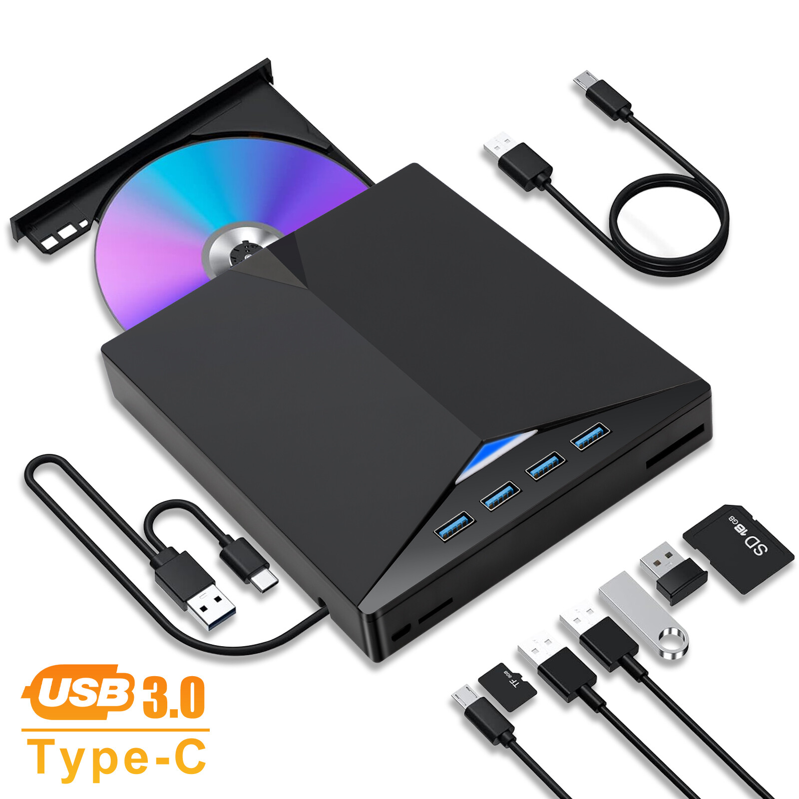 External CD DVD Drive USB 3.0 Writer Burner Player for PC Laptop Windows 11 10