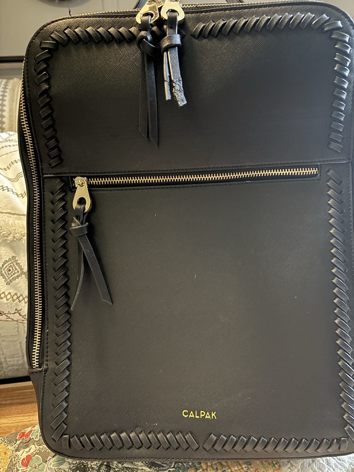 Leather Calpak Computer Laptop Bag Black