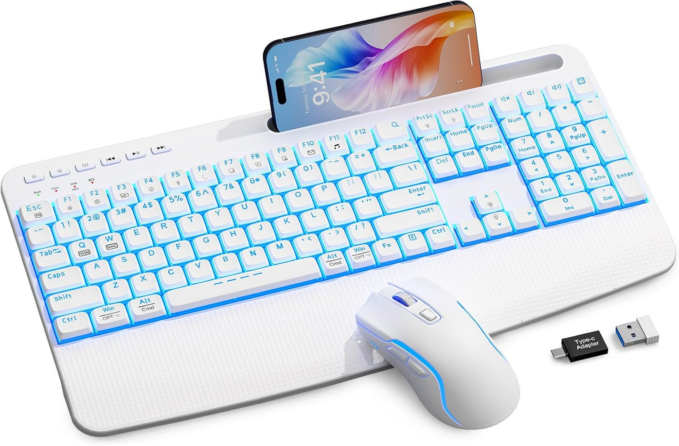 Wireless Keyboard & Mouse Combo, KM25 Pro, White