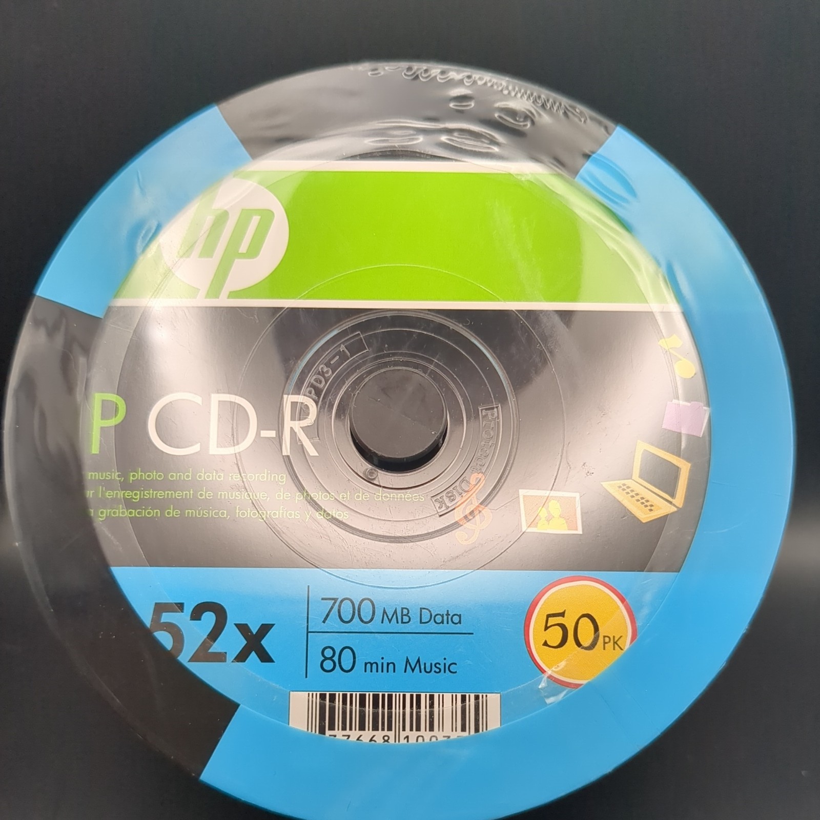 HP 52X CD-R 700MB 80min Blue Branded Logo CDR 50pc Sealed New