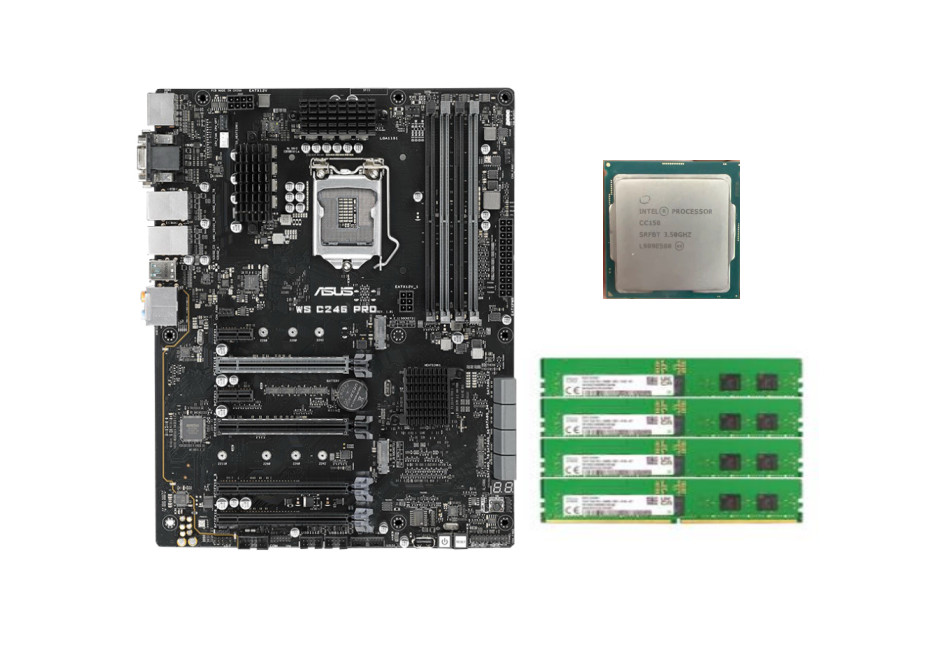 ASUS WS C246 PRO LGA1151 Intel CC150 CPU 3.50GHz 8C/16T+64GB RAM Support Server