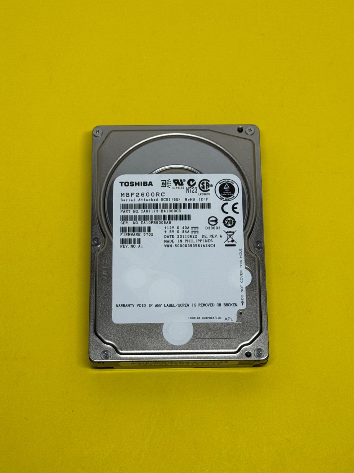 TOSHIBA MBF2600RC 600GB 10000 RPM 16MB Cache SAS 6Gb/s 2.5" 