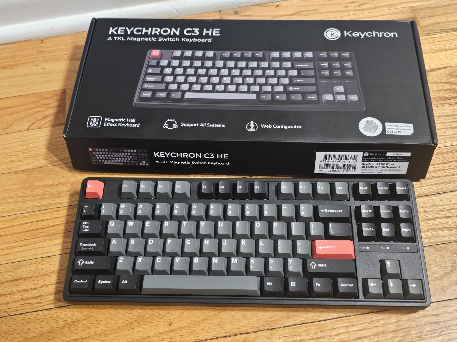 Keychron C3 HE Wired TKL Magnetic Switch Hall Effect 75% Mechanical Keyboard