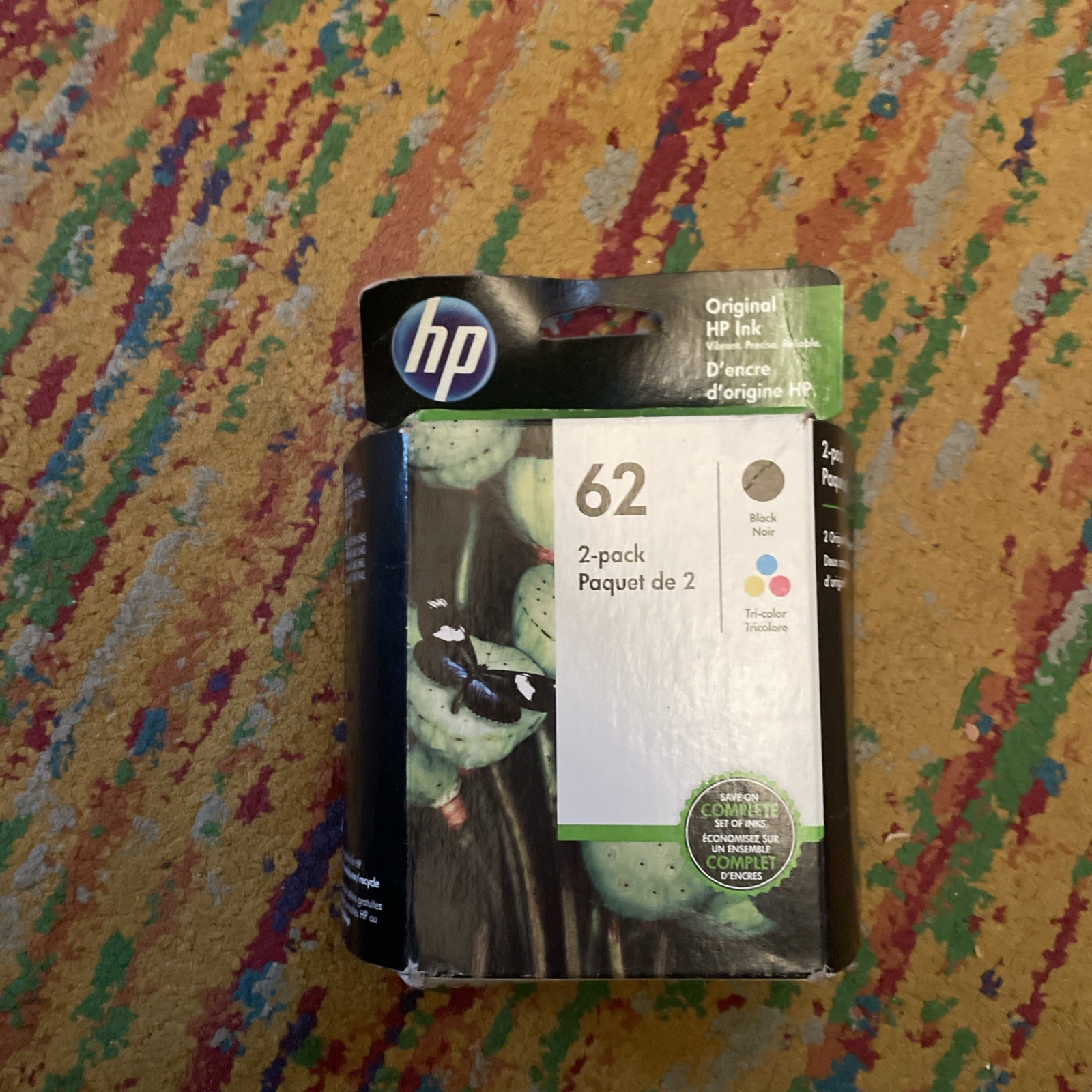 NEW Genuine OEM Authentic HP 62 Black & Tri-color Ink Cartridges