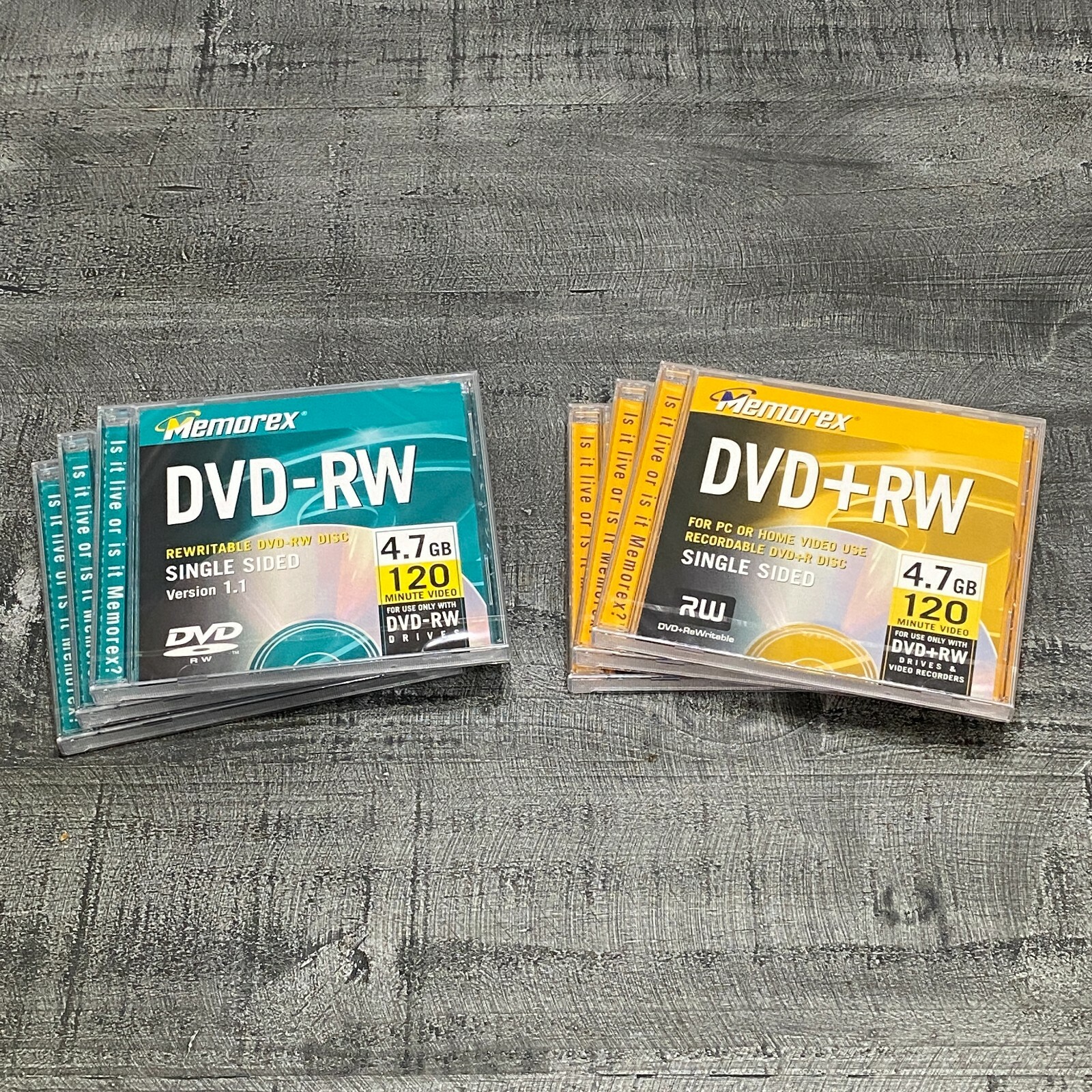 Lot of 3 Memorex DVD-RWs & 3 Memorex DVD+RWs - NEW