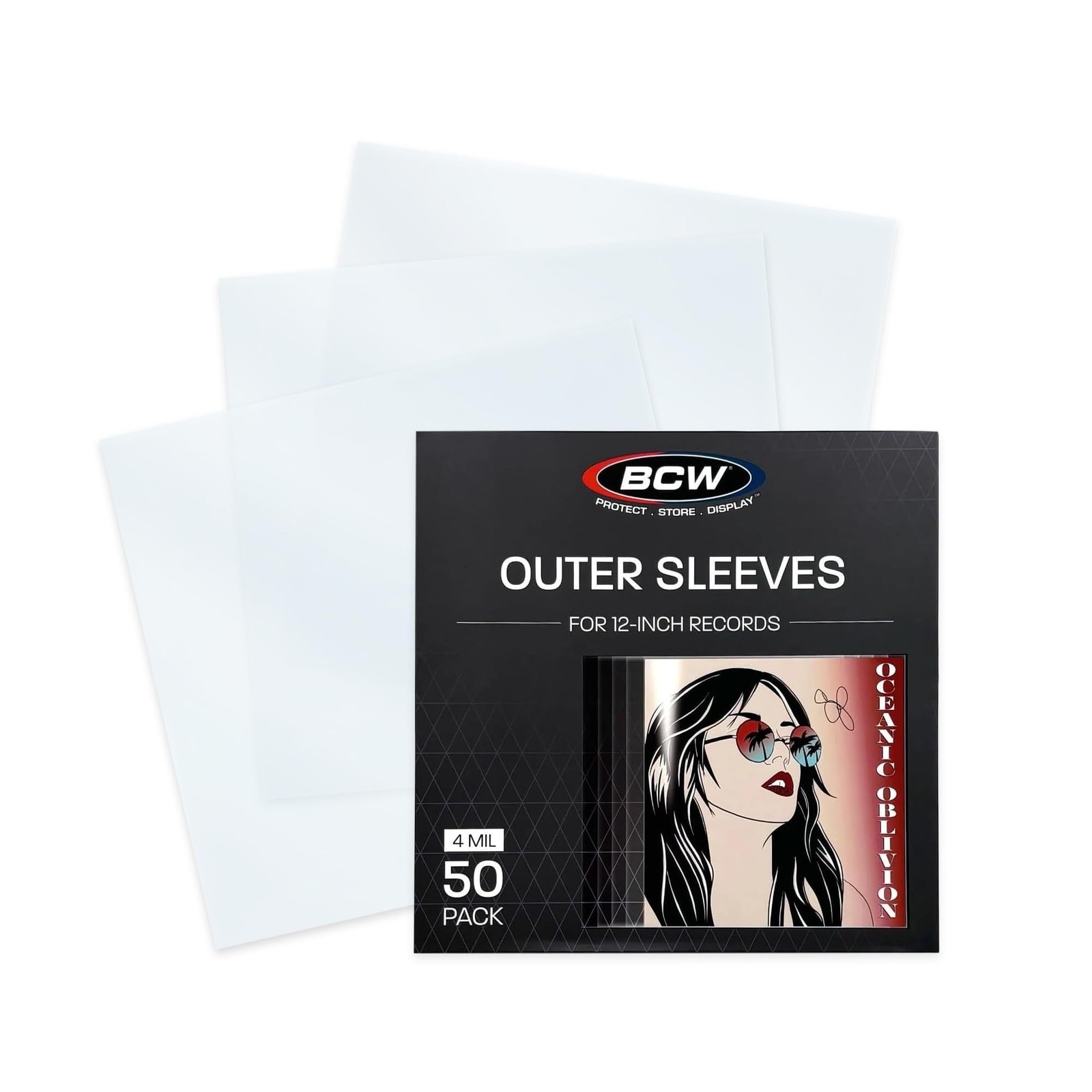 BCW Vinyl Record Sleeves 12 Inch 50 ct   Clear Polypropylene Vinyl Outer Sleeves
