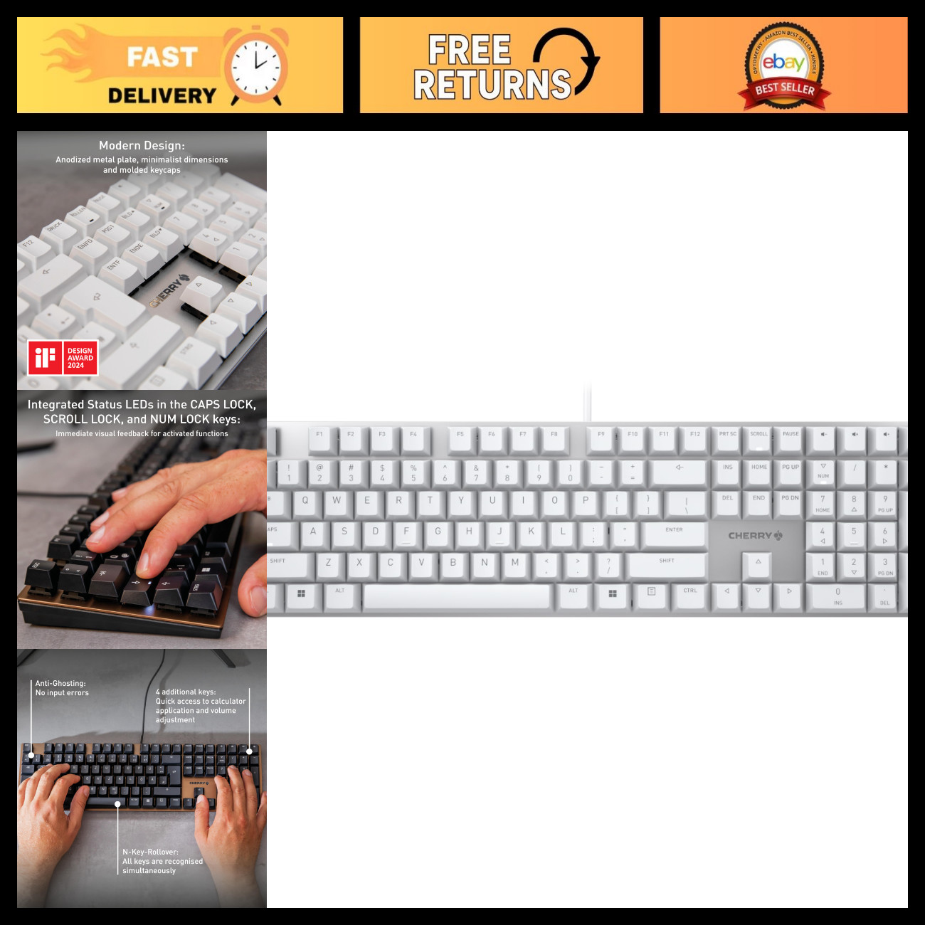 Wired Mechanical Office Keyboard - Modern Aluminum Design, USB-A, MX2A Brown Swi
