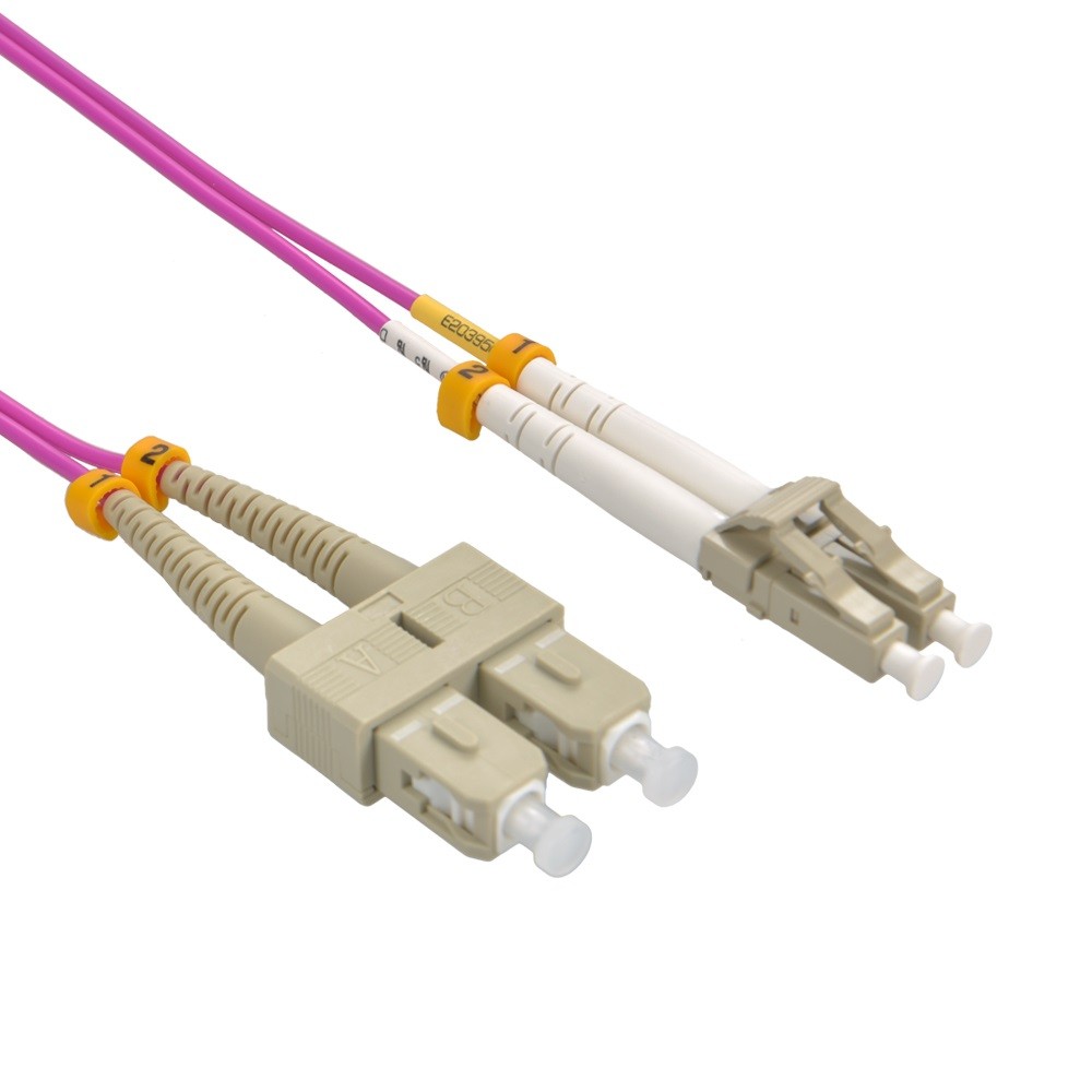 20 Pack of 1.5m LC/UPC SC/UPC OM4 Multimode Duplex Erika Violet Fiber Optic Patc