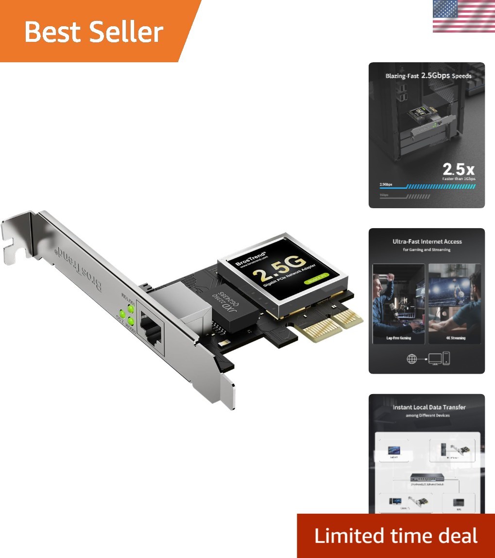 2.5Gb PCIe Network Card - Ultra-Fast Ethernet Adapter with Dual Brackets