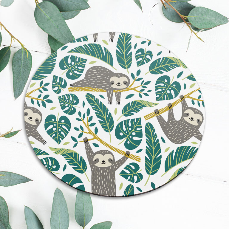 Cute Floral Sloth Animal Leaves Mouse Pad Mat Office Desk Table Accessory Gift