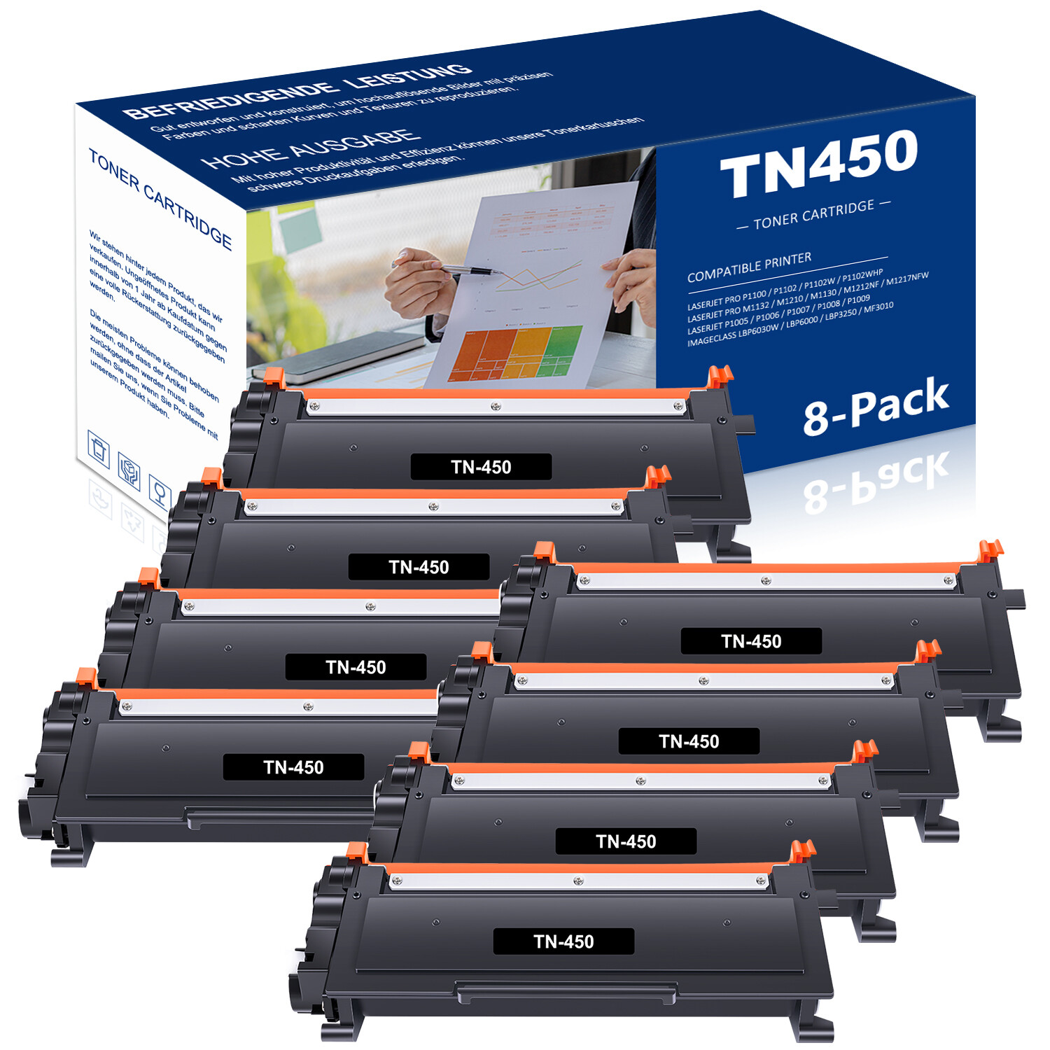 8PCS TN450 TN420 High Yield Toner For Brother MFC-7860DW HL-2270DW HL 2135W
