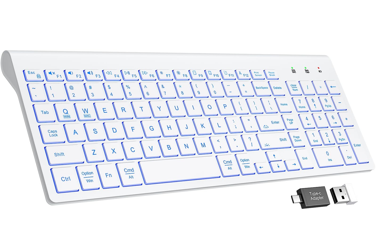 SABLUTE Wireless Keyboard with 7 Colored Backlits, Rechargeable Silent Compac...