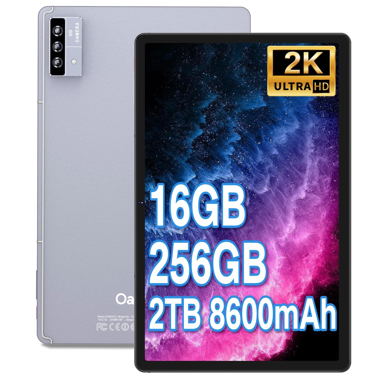 Oangcc 11 Inch Android 13 Tablet, 16GB RAM+256GB ROM+2TB Expand, 2K Display