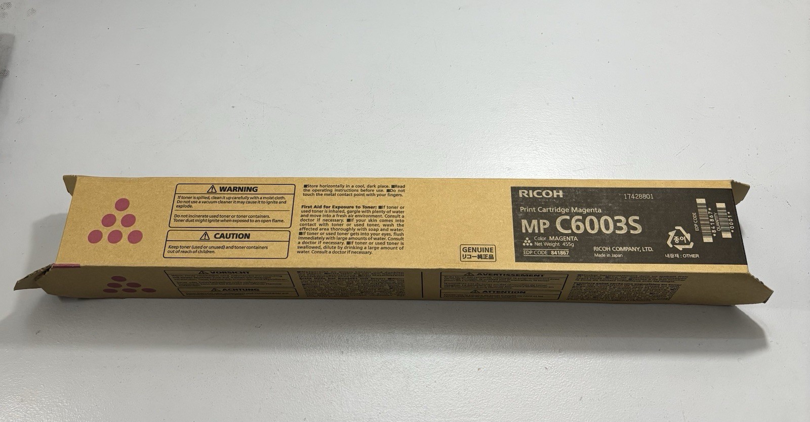 NEW Ricoh Genuine Magenta Toner Cartridge MP C6003S Code 841867
