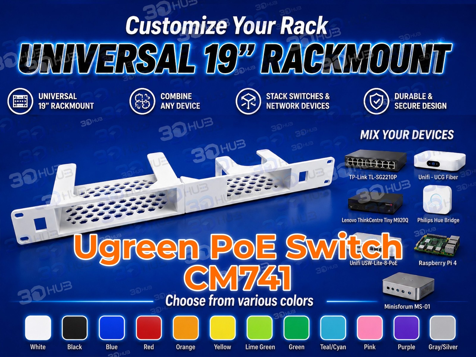 Ugreen PoE Switch CM741 19" Rackmount 1U - Mix & Match with other devices