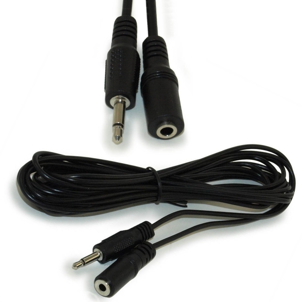 Lot5 12ft long 1/8" MONO Male-Female Extension,3.5mm,Audio Cable/Cord 2conductor