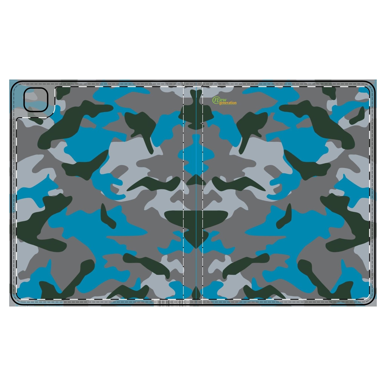 Tablet Folio Case, Stylish Gift for Students, Durable , Blue and Gray Camouflage