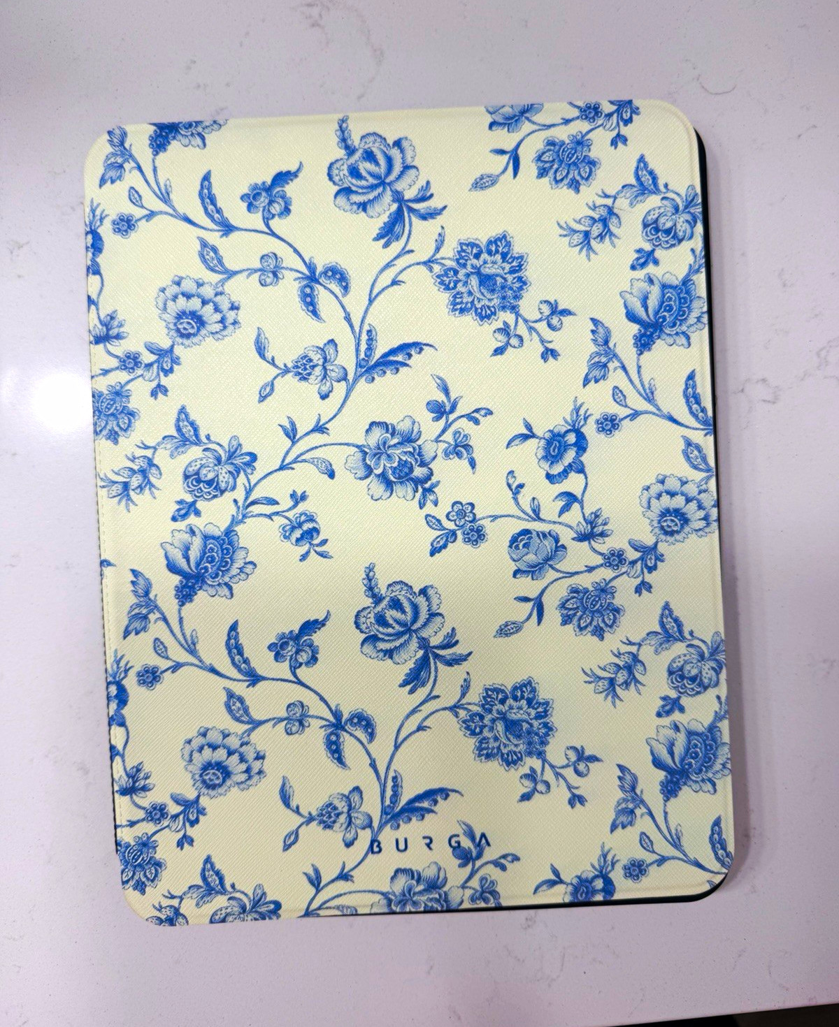 BURGA Folding Folio Tablet Case Floral w/ Stand Black/White/Blue