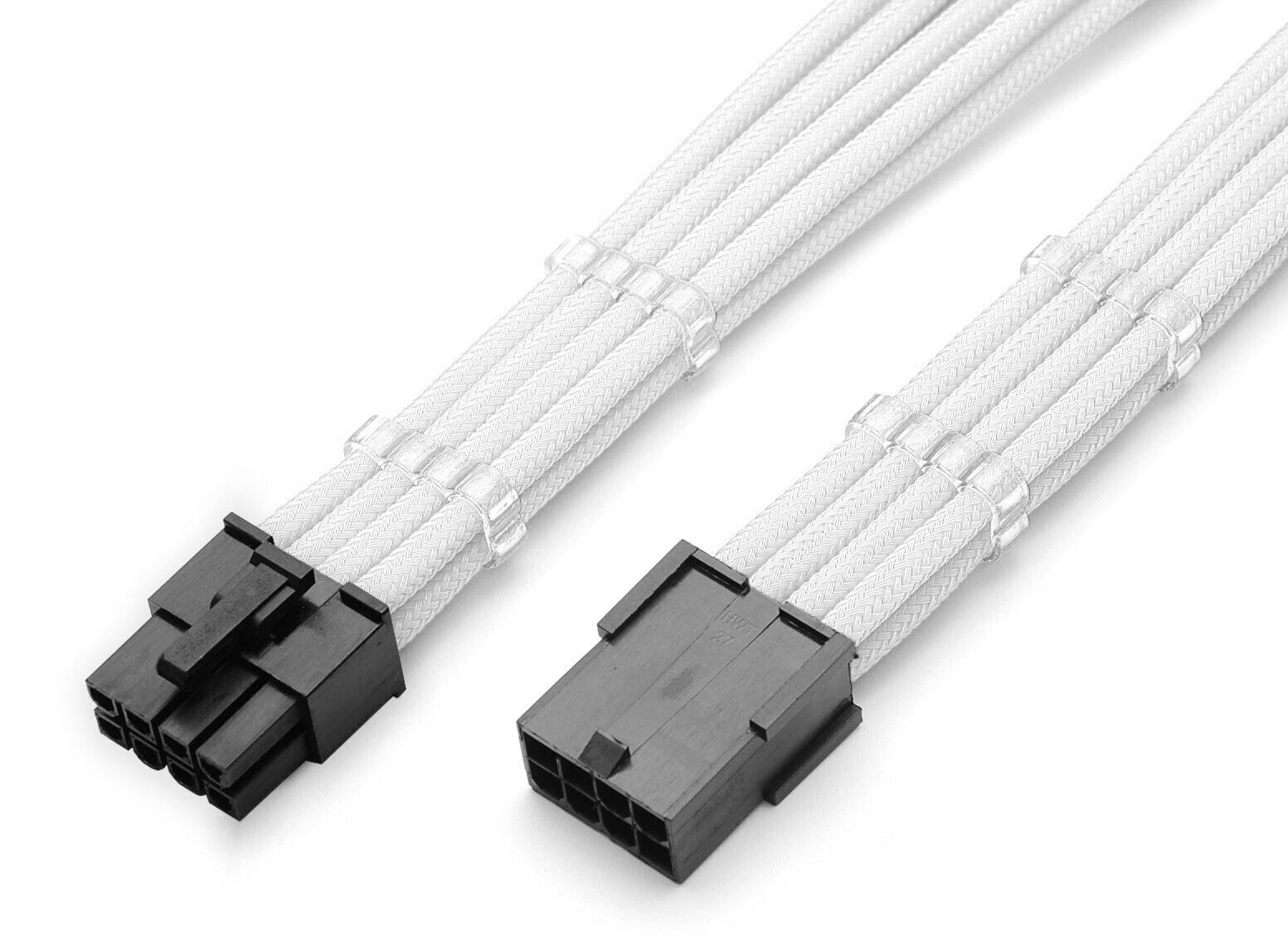 8-Pin White GPU PSU Sleeved Graphic Card Power Supply Extension + Cable Comb PC