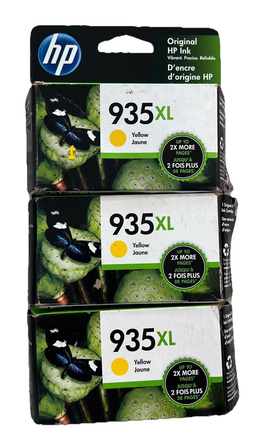 Lot Of 3 HP 935XL High Yield Yellow Ink Cartridges (C2P26AN) EXP Aug 2023